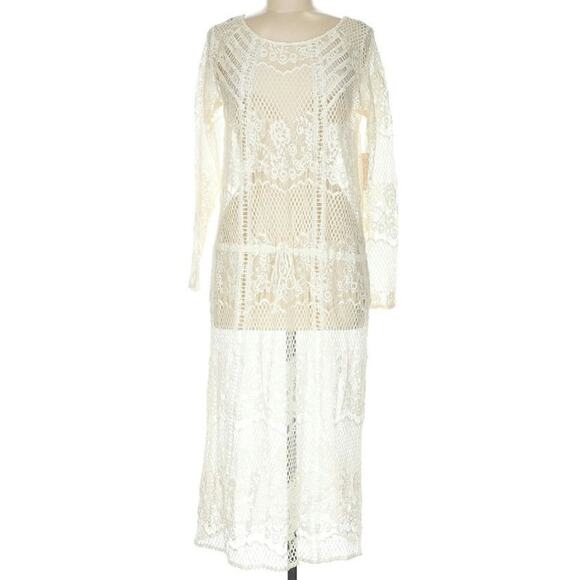 NWT Free People White Luna Lace Sheer Large Dress - Picture 2 of 10